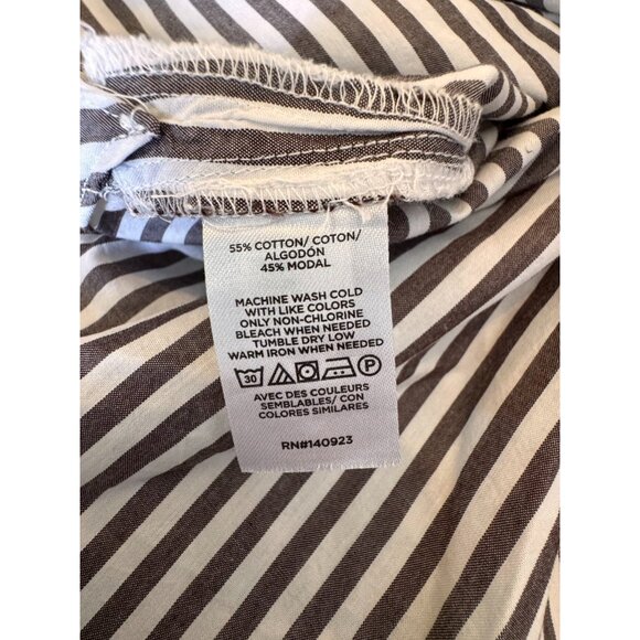 New LOFT Gray/White Striped Everyday Oversized Pocket Shirt Womens Size Large - Picture 7 of 9